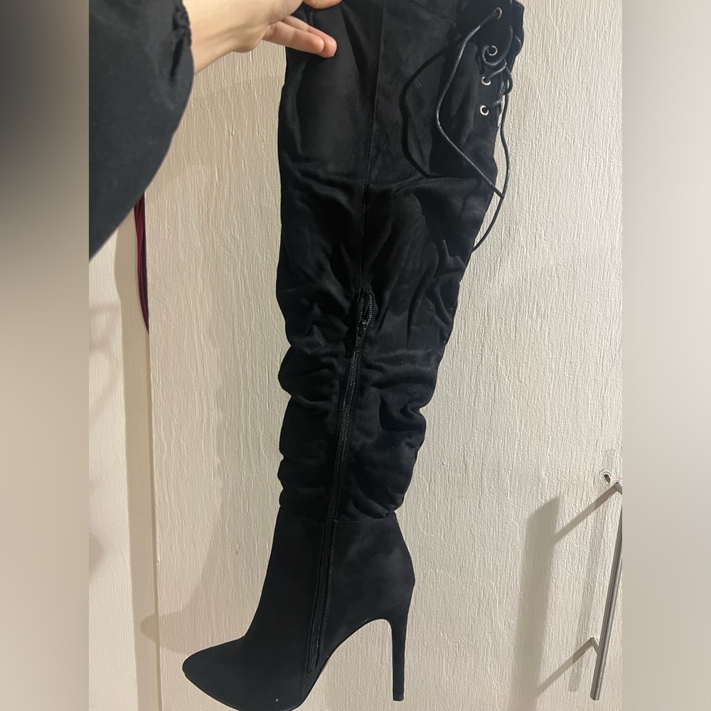 Women's Black Over-the-Knee Ruched Boot